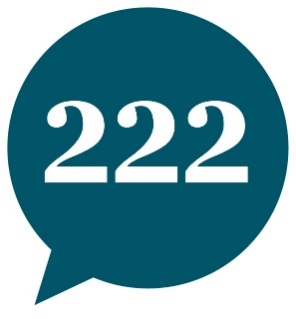 The number 222 inside a speech bubble. 