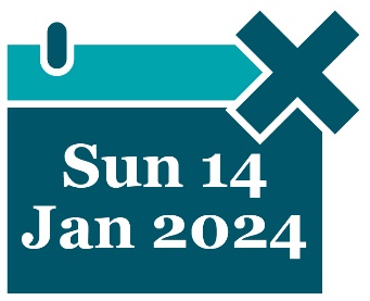  A calendar with a cross that reads 'Sunday 14 January 2024'. 