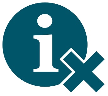 An information icon and a cross. 