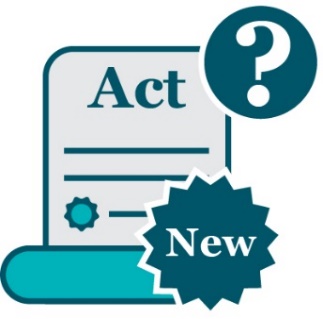 A law document that says 'Act', a question mark and a badge that says 'New'.