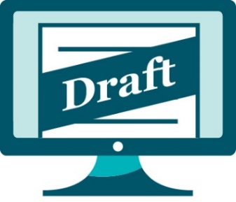 A computer showing a document that says 'Draft'.