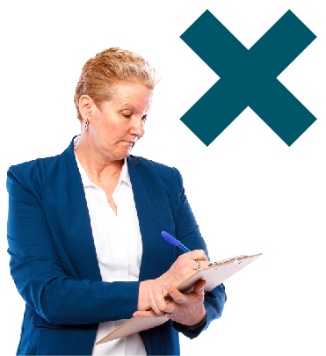 A person writing in a document and a cross.