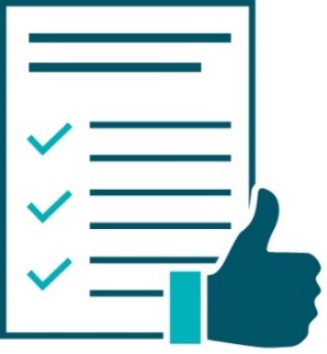 A standards document showing a list with ticks next to a thumbs up.