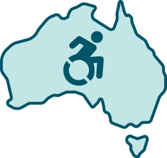 A map of Australia with a disability icon inside of it.
