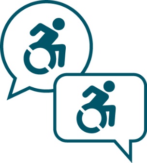 2 speech bubbles. Both show disability icons.