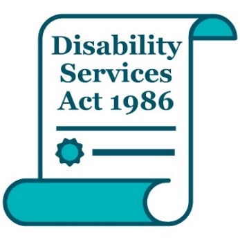 A law document that says 'Disability Services Act 1986'.