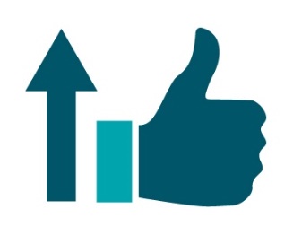 A thumbs up next to an arrow pointing up. 