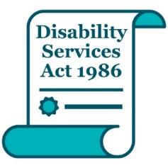A law icon saying Disability Services Act 1986