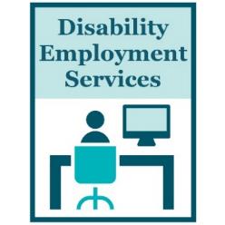 An icon of Disability Employment Services or D E S. 
