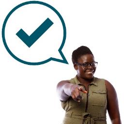 A person pointing at you. They have a speech bubble with a tick in it. 