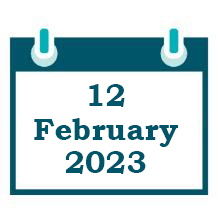 A calendar saying 12 February 2023. 